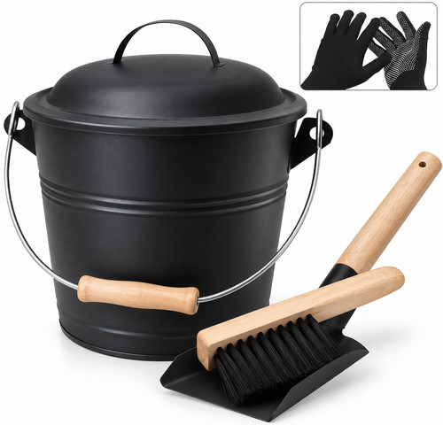 Metal ash bucket with lid - bucket,