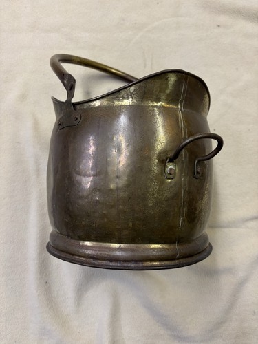 Brass fireplace coal scuttle - fireplace,