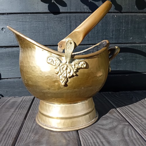Vintage brass coal scuttle - vintage,