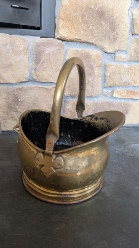 Vintage brass coal - coal, scuttle