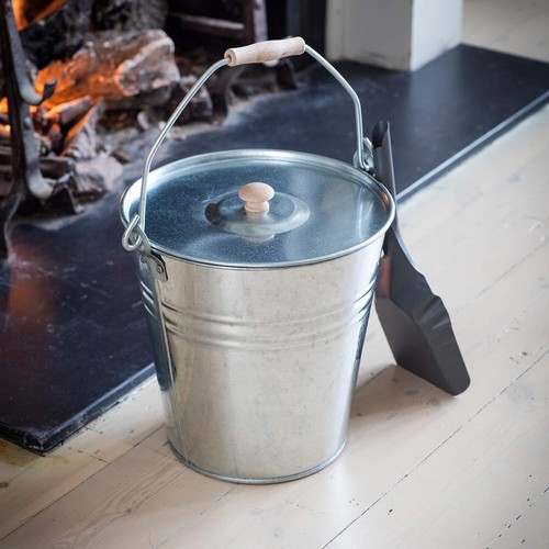 Metal bucket fireside coal ash - metal,