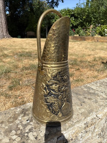 Tall embossed brass coal log - tall,