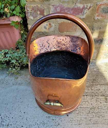 Copper coal scuttle log - copper,