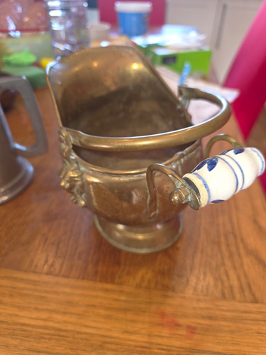 Antique brass coal scuttle - antique,