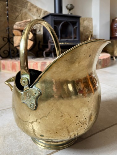 Vintage brass coal - coal, scuttle