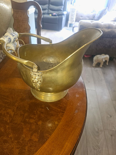 Brass coal scuttle gold - coal,