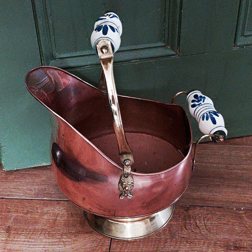 Copper coal scuttle fireplace - copper,