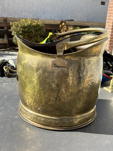 Vintage brass coal scuttle - vintage,
