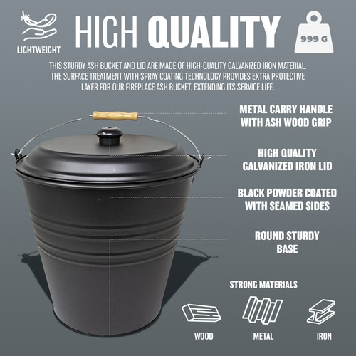 12l metal ash bucket with - bucket,