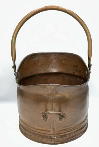 Vtg copper coal scuttle - coal, bucket