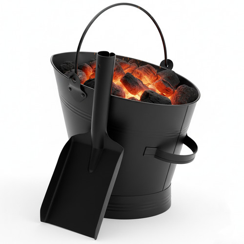 Black steel bucket shovel - black,