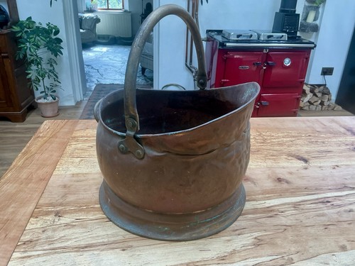Copper coal scuttle bucket - coal, scuttle/bucket