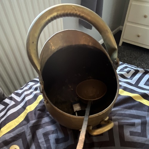 Brass coal bucket scuttle with - brass,