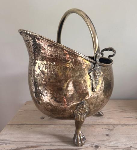 Vintage brass hammered coal - vintage,