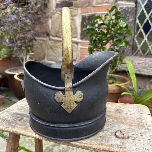 Black metal coal scuttle - coal,
