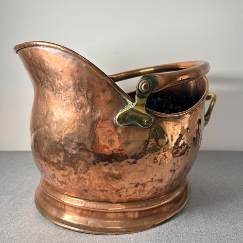 Vtg copper coal scuttle - vtg,