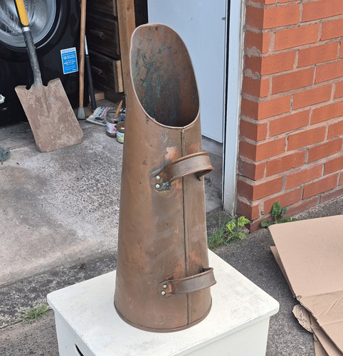 Copper coal scuttle hod with - coal,