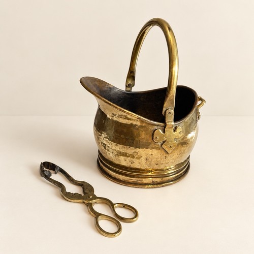 Hammered brass coal scuttle - hammered,