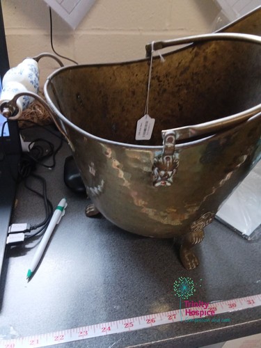 Vintage brass coal bucket - coal,