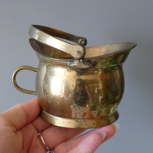 Brass miniature coal bucket - coal,
