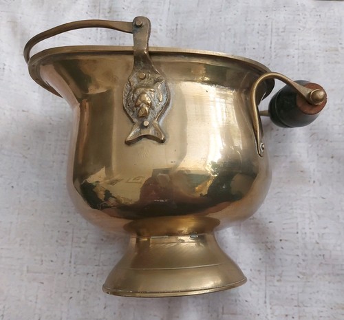 Vintage brass coal scuttle - brass,