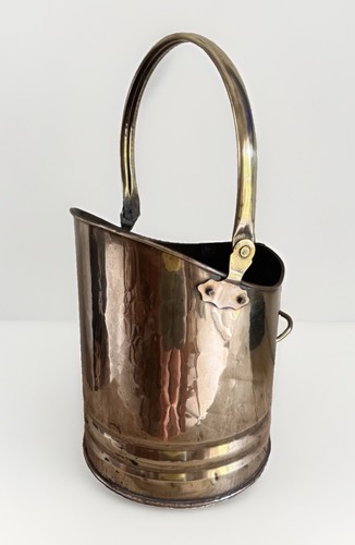 Vintage brass coal scuttle - coal,