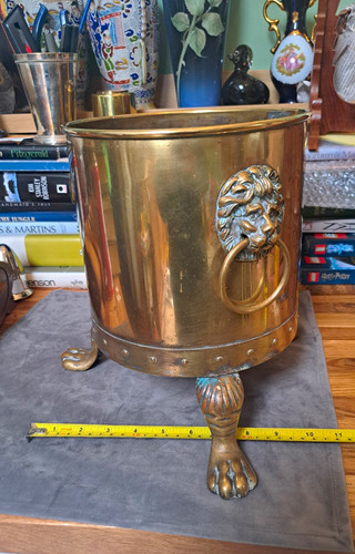 Victorian brass lion head coal - victorian,