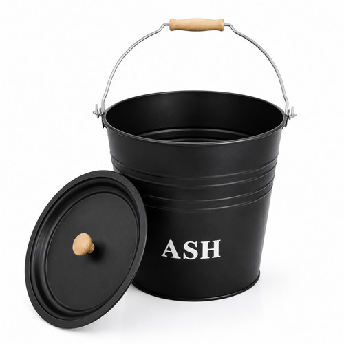 12l metal ash - with, lid
