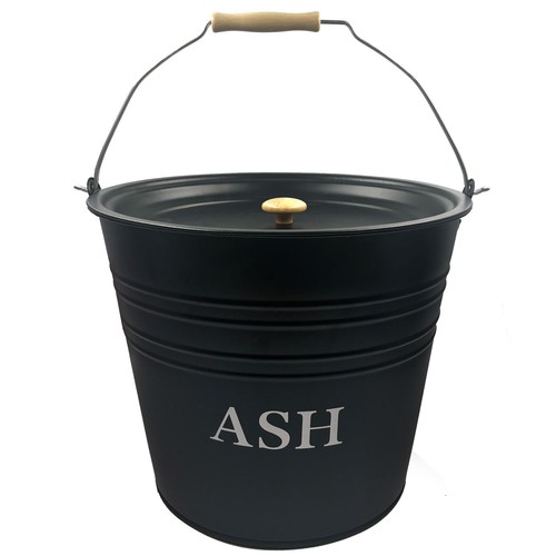 Metal ash bucket with lid - metal,